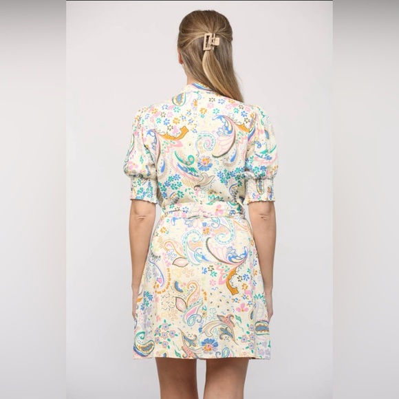 NWT Boutique Liana Floral Linen Blend Mini Shirt Dress - Picture 10 of 11